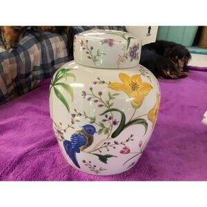 AA Importing Birds and Flowers Round Ginger Jar With Lid
